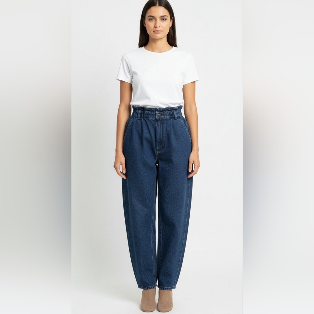 Vintage X America Paperbag Waist Mom Jean Denim Pants Pleated Pocket Ankle 20